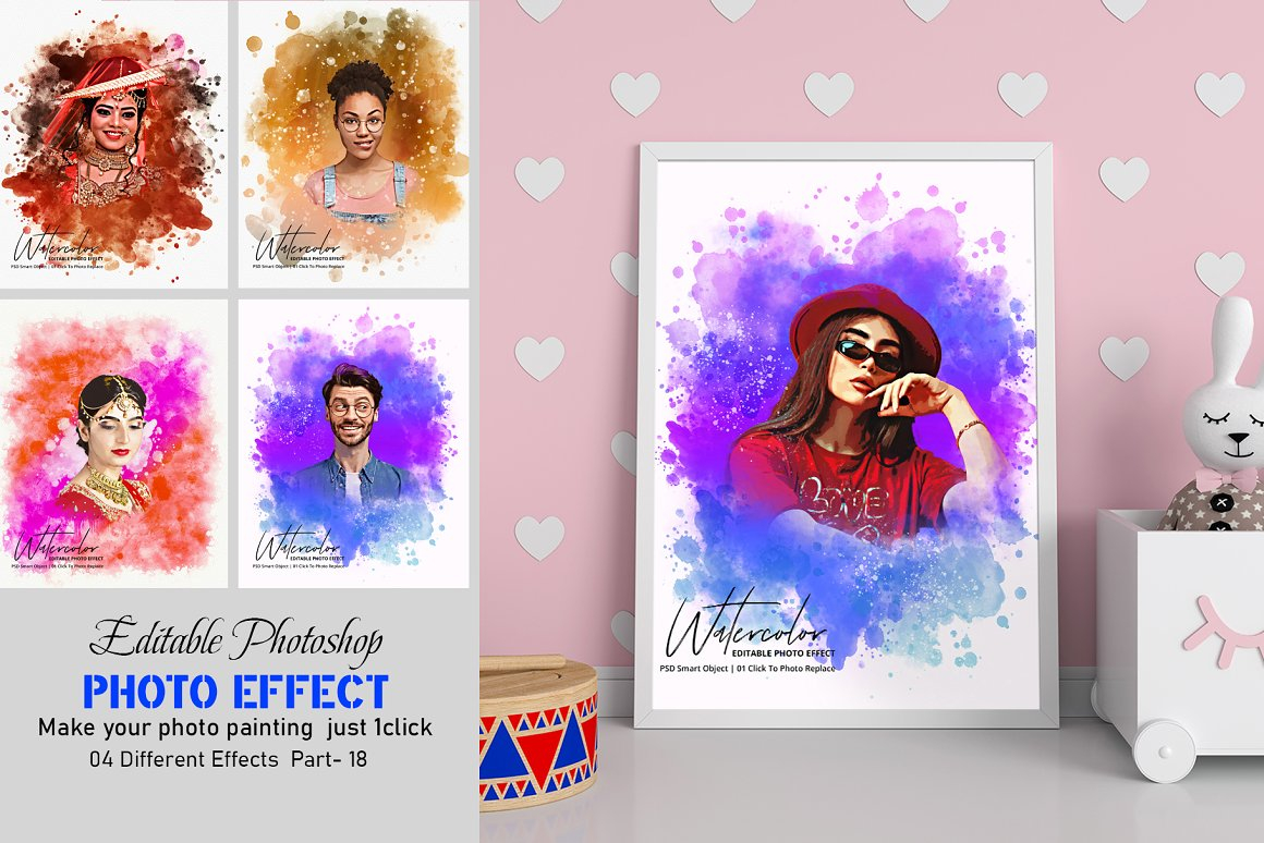 Watercolor Painting  Art Photo Effect Template