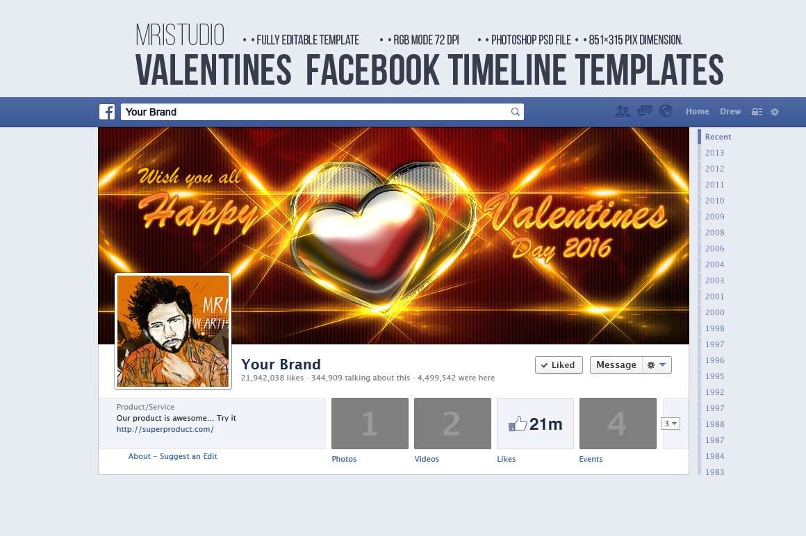 Valentines Day Facebook Timeline