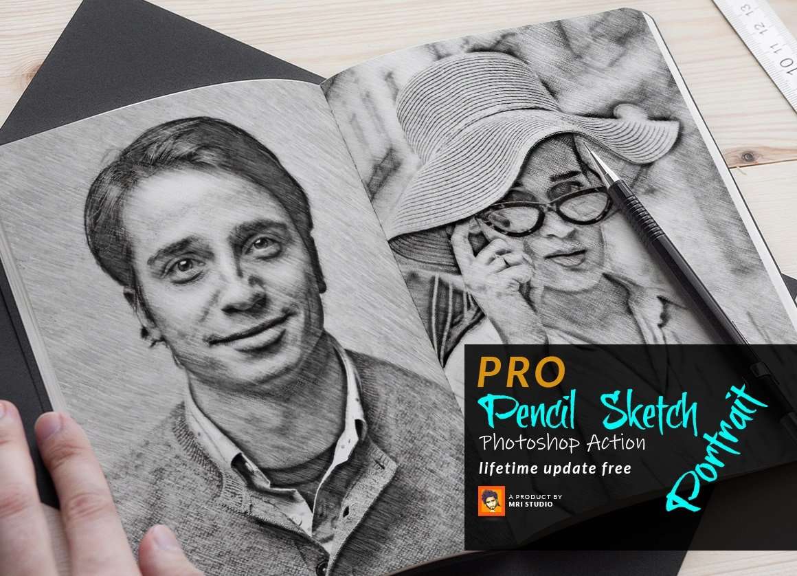 Pencil Sketch Portrait PS Action