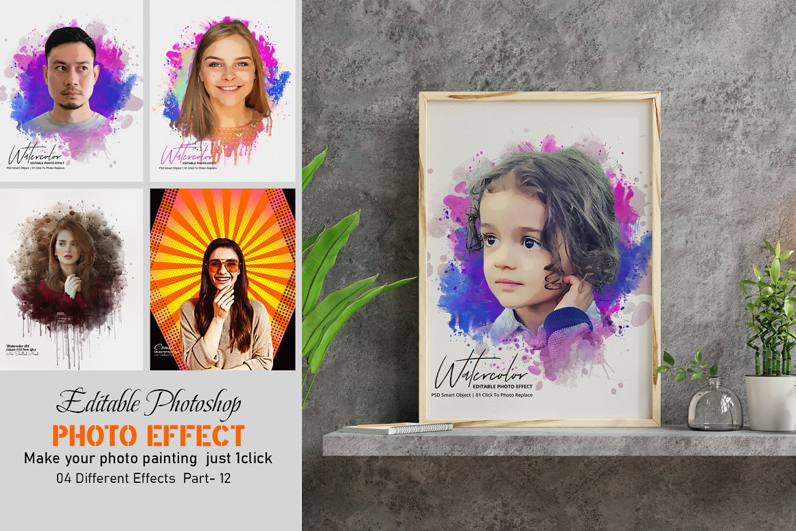 Photoshop Editable Photo Effect Template Design