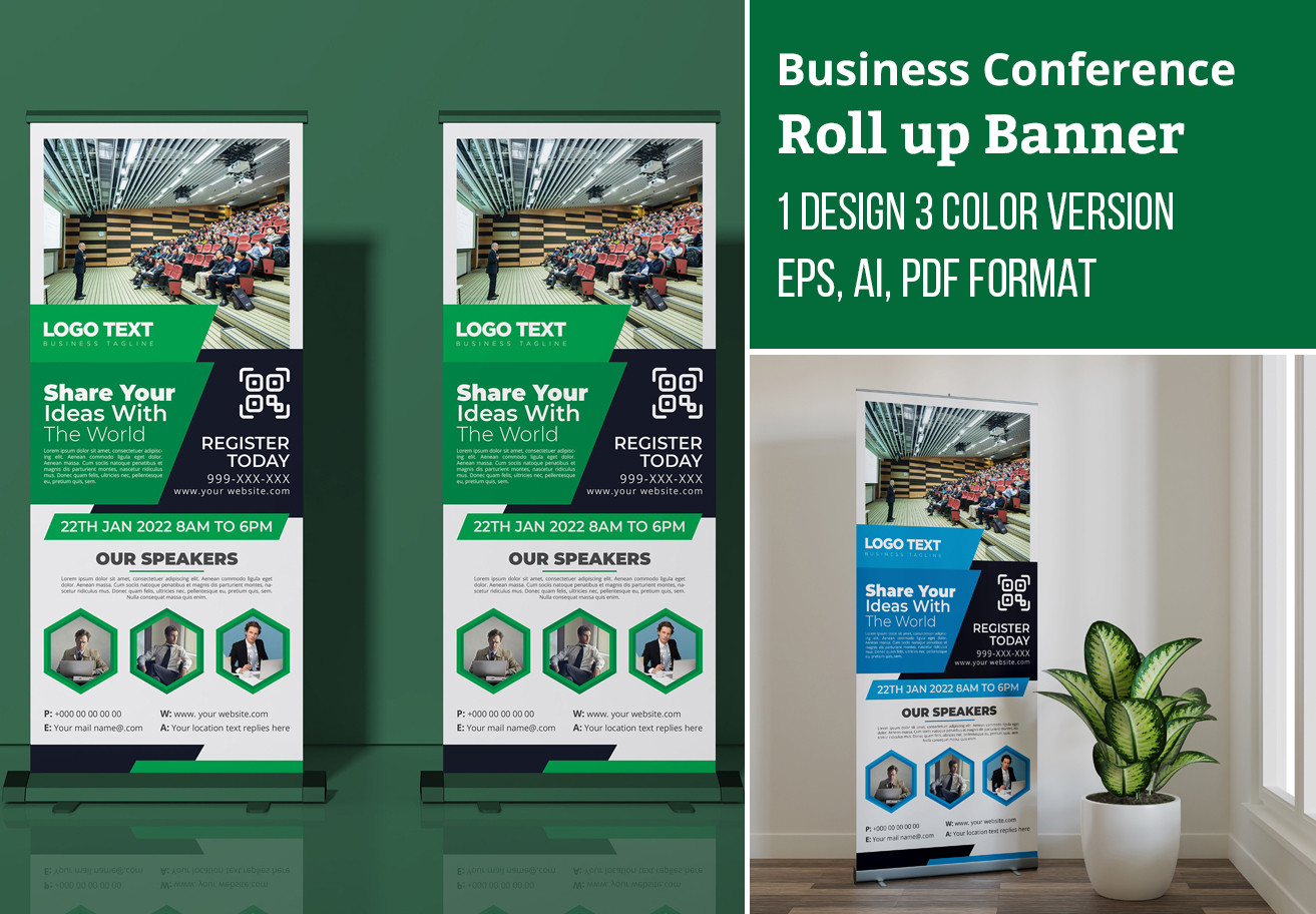 Business Conference Roll Up Banner Design