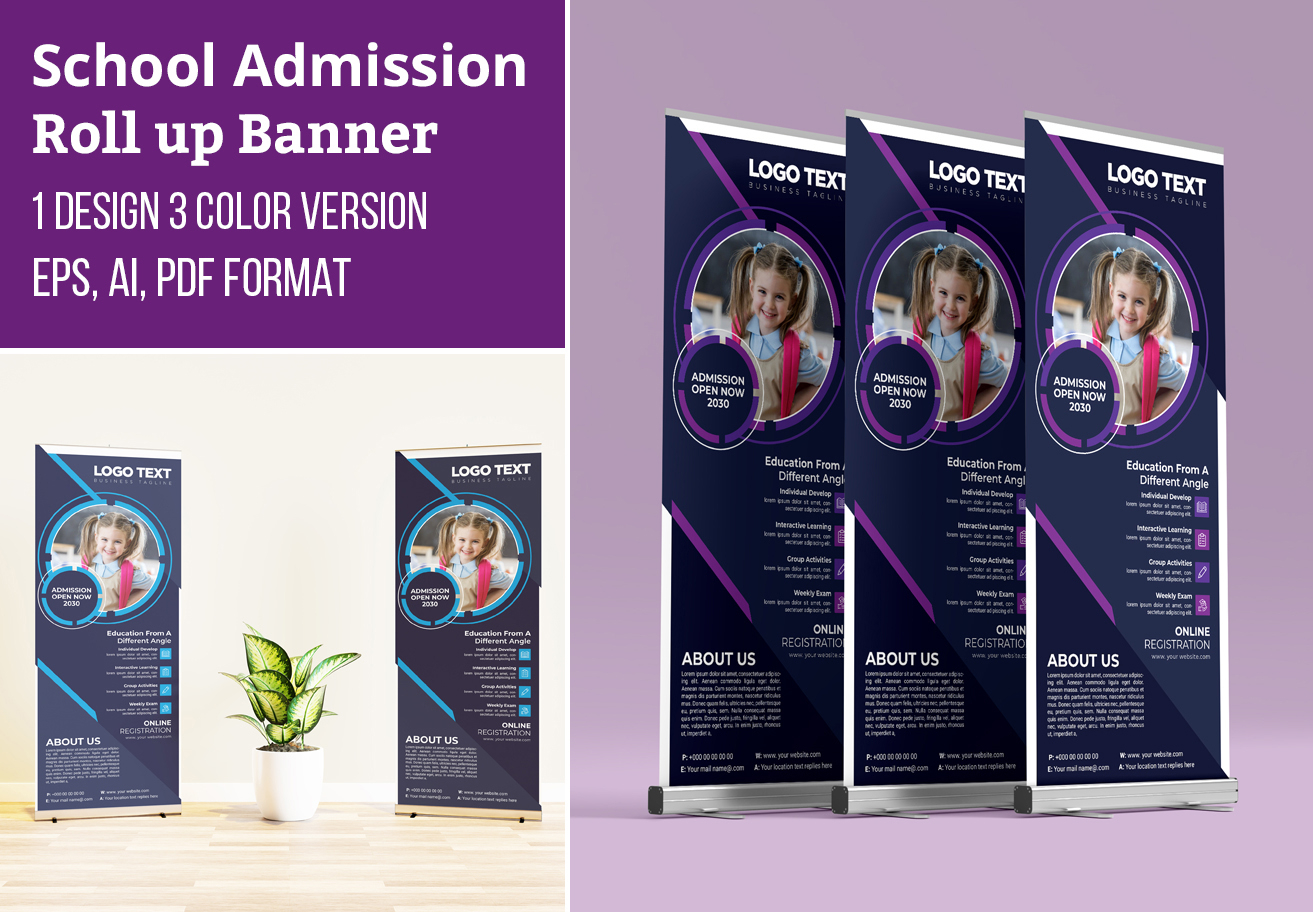 Admission Open Roll-up Banner Template Design