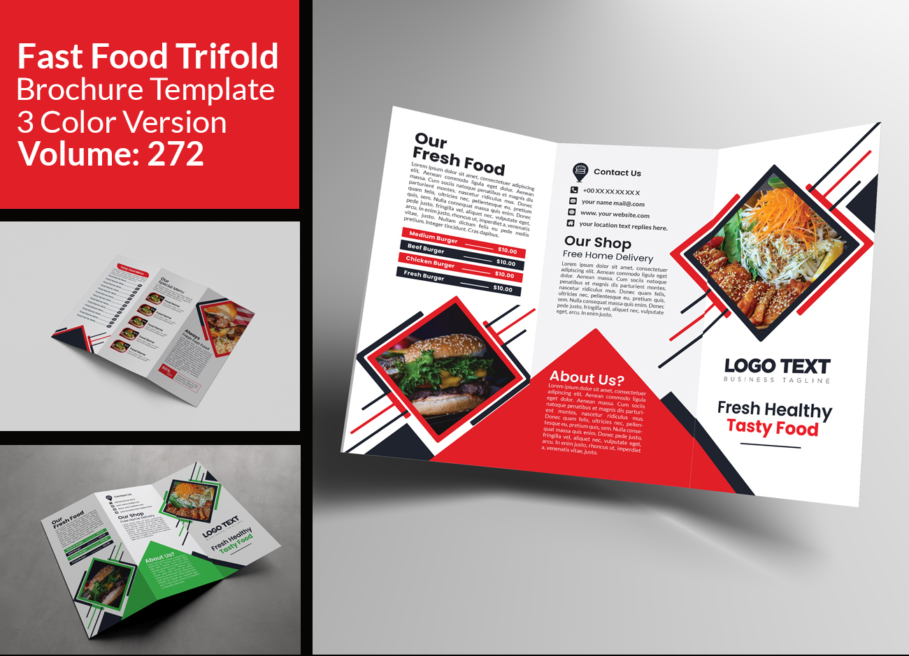 Restaurant Brochure Tri-Fold Design Template