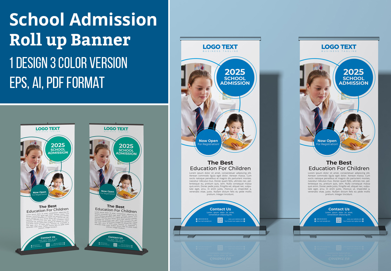 School Admission Open Roll-up Banner Template