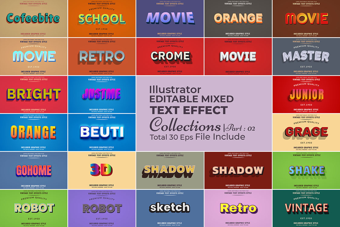 Retro Editable Text Effect Bundle