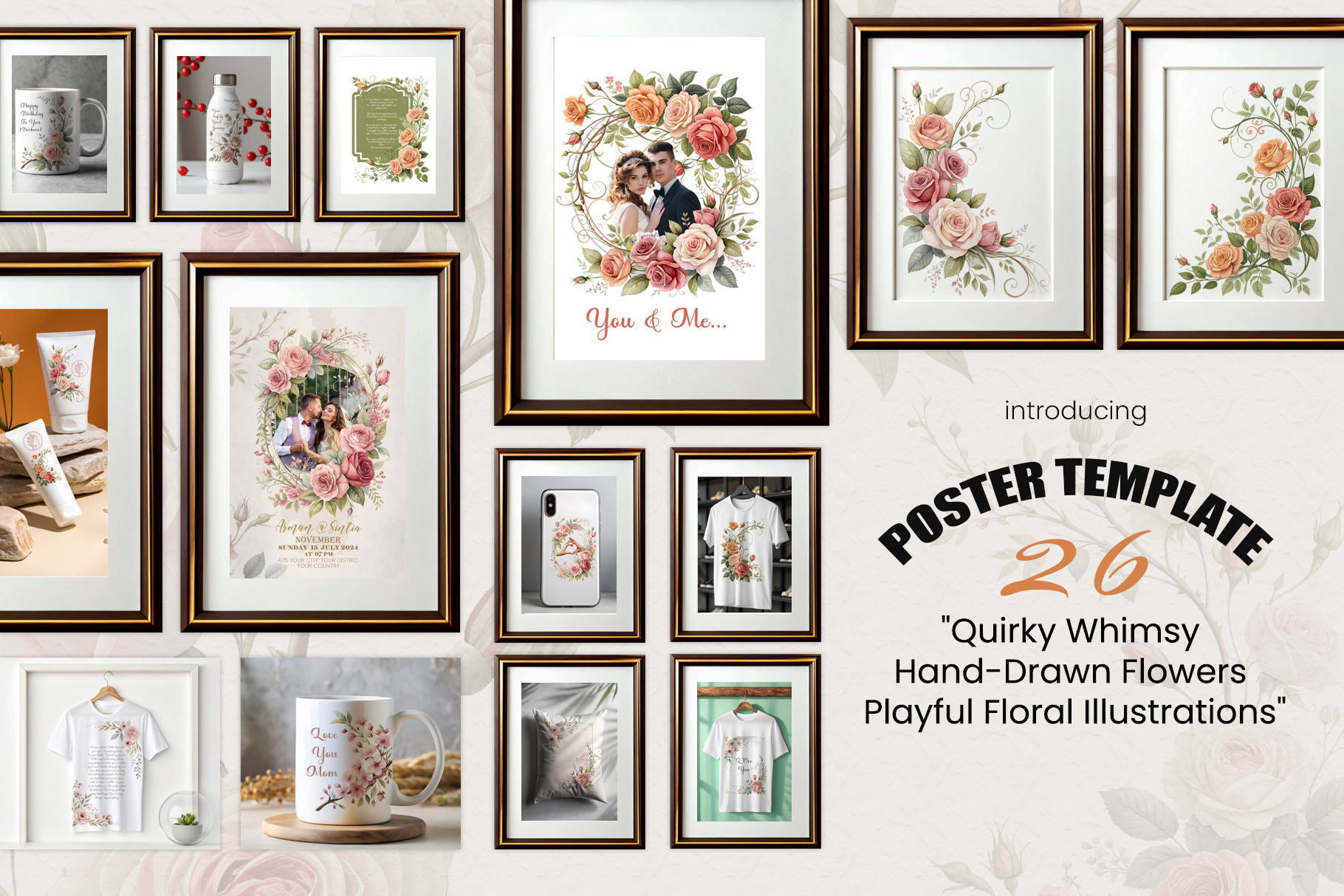 Quirky Whimsy Hand Drawn Flowers