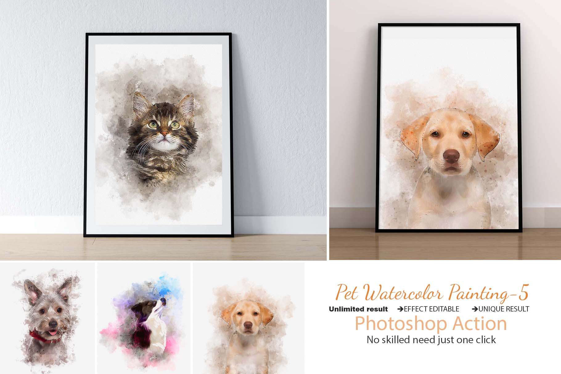 Easy Pet Watercolor Painting Effect For Photoshop Actions