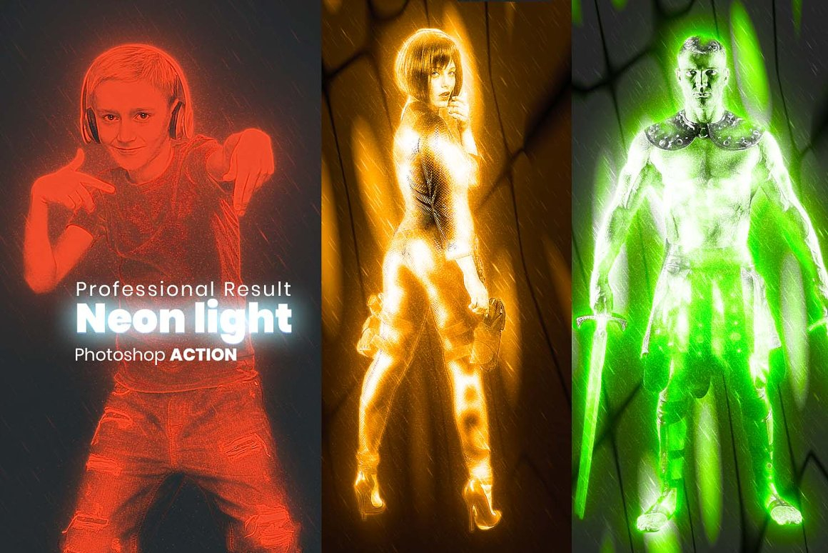Neon light Photo Effect template